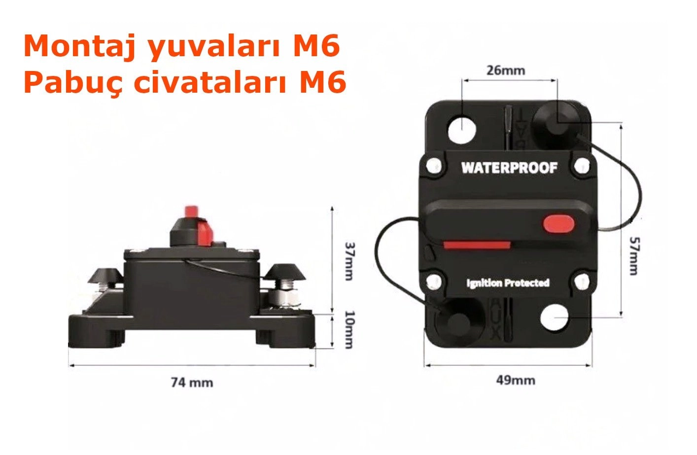 Otomatik Devre Kesici Sigorta 135ah Waterproof - 12v/24v