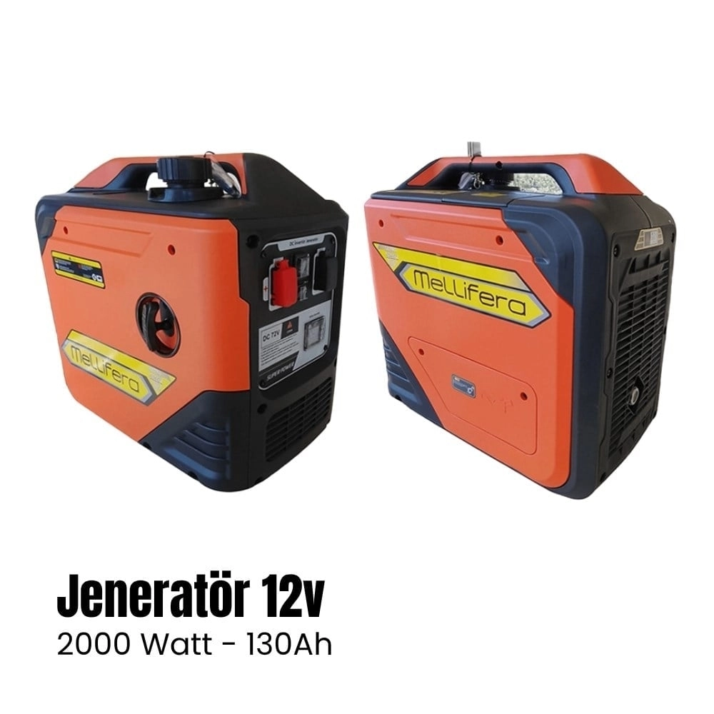 Mellifera DC 12v Jeneratör Ultra Sessiz Benzinli İpli Kumandalı - 2000W 130Ah