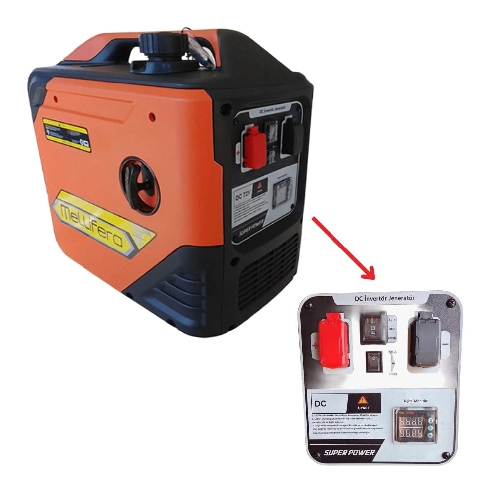 Mellifera DC 12v Jeneratör Ultra Sessiz Benzinli İpli Kumandalı - 2000W 130Ah