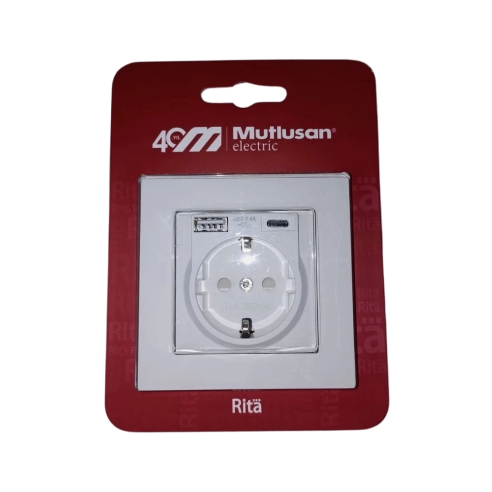 Mutlusan USB Type C Karavan Priz 2.4Ah Karavan USB Priz - Beyaz