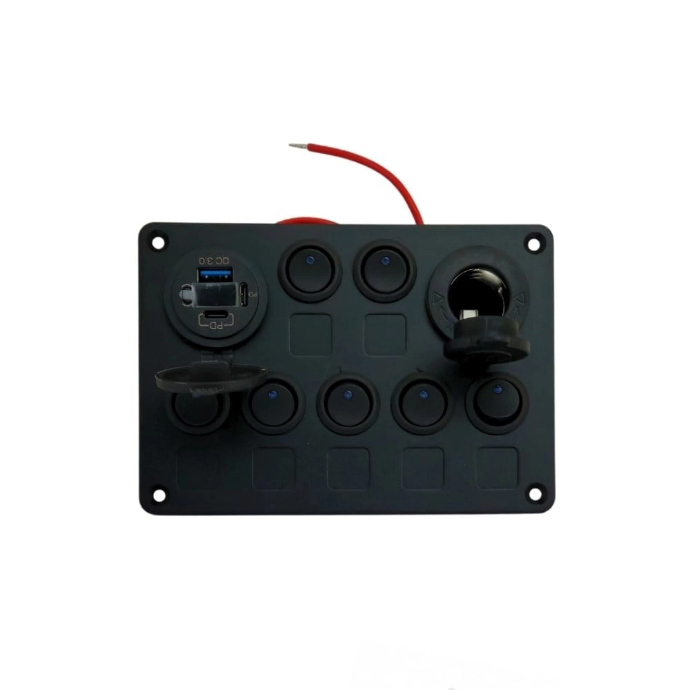 Switch Panel 7’li USB QC 3.0 PD 12v Kombine Sigorta Paneli